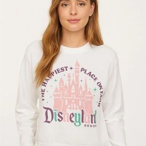 White Disneyland Long sleeve Happiest Place Graphic Jersey